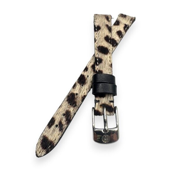 Michele Accessories - Michele 12mm Calf Hair Leopard Furry Watch Strap Band Silver Buckle NWOT New